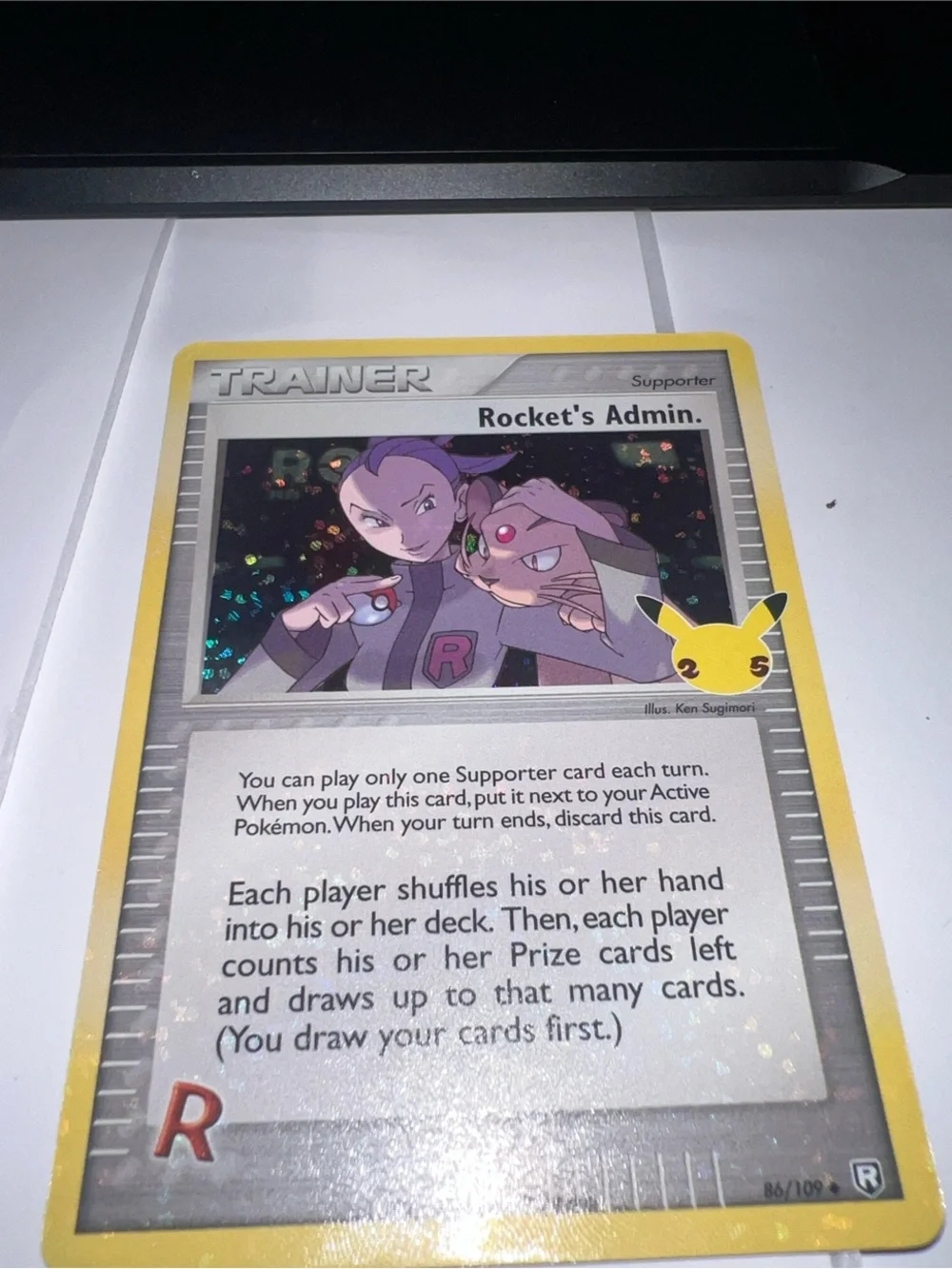 Pokemon Rocket's Admin Holographic Trainer Card - Yellow Border